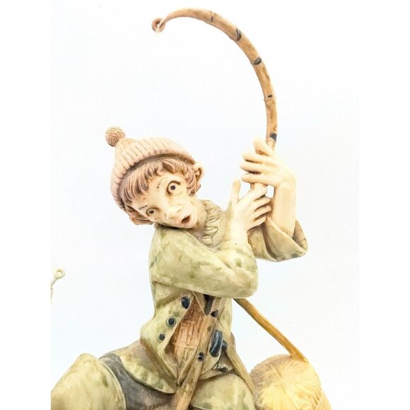 Vtg Fontanini Fisherman Fishing Figurine Wood Base 2002 Depose Italy 8.5" - Picture 15 of 16